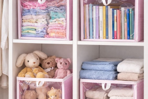 4 adet puantiyeli dolap kutu raf organizer önü şeffaf 30x30x30