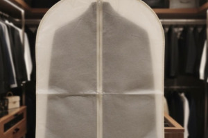 Krem Takım Elbise Kılıfı 60x100cm Fermuarlı Askı Çıkışlı 10 Adet