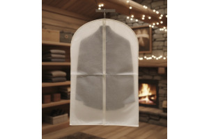 Krem Takım Elbise Kılıfı, 60x100cm, Fermuarlı, Askı Çıkışlı, 5 Adet