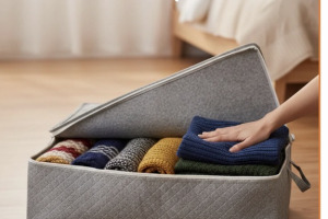 6'lı Keçe Gri Baza Altı Düzenleme Hurcu, 60x45x22cm, Kalın Fermuar ve Kulplu Dizayn